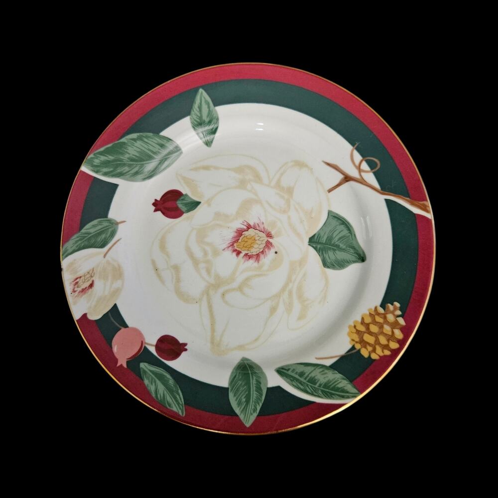 Tienshan Magnolia Salad Plates Set of 4 Fine China Floral 8 Inch Dinnerware